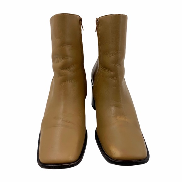 Rockport Tan Leather Square Toe Block Heel Boots - Picture 3 of 8